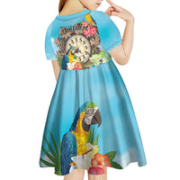 Personalized It's 5 o'clock Somewhere Kid Short Sleeve Dress Hawaiian Tropical Parrots - Polynesian Pride