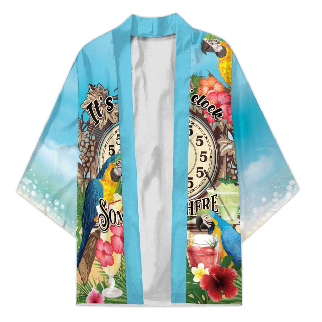 Personalized It's 5 o'clock Somewhere Kimono Hawaiian Tropical Parrots - Polynesian Pride