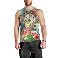 Personalized It's 5 o'clock Somewhere Men Tank Top Hawaiian Tropical Parrots - Polynesian Pride