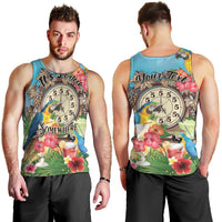Personalized It's 5 o'clock Somewhere Men Tank Top Hawaiian Tropical Parrots - Polynesian Pride