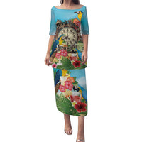 Personalized It's 5 o'clock Somewhere Puletasi Hawaiian Tropical Parrots - Polynesian Pride