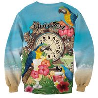 Personalized It's 5 o'clock Somewhere Sweatshirt Hawaiian Tropical Parrots - Polynesian Pride