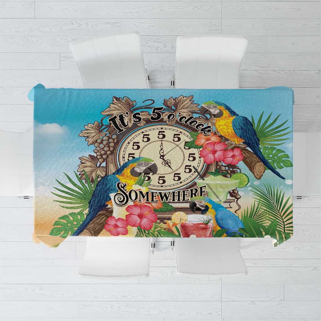It's 5 o'clock Somewhere Tablecloth Hawaiian Tropical Parrots - Polynesian Pride