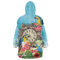 Personalized It's 5 o'clock Somewhere Wearable Blanket Hoodie Hawaiian Tropical Parrots - Polynesian Pride