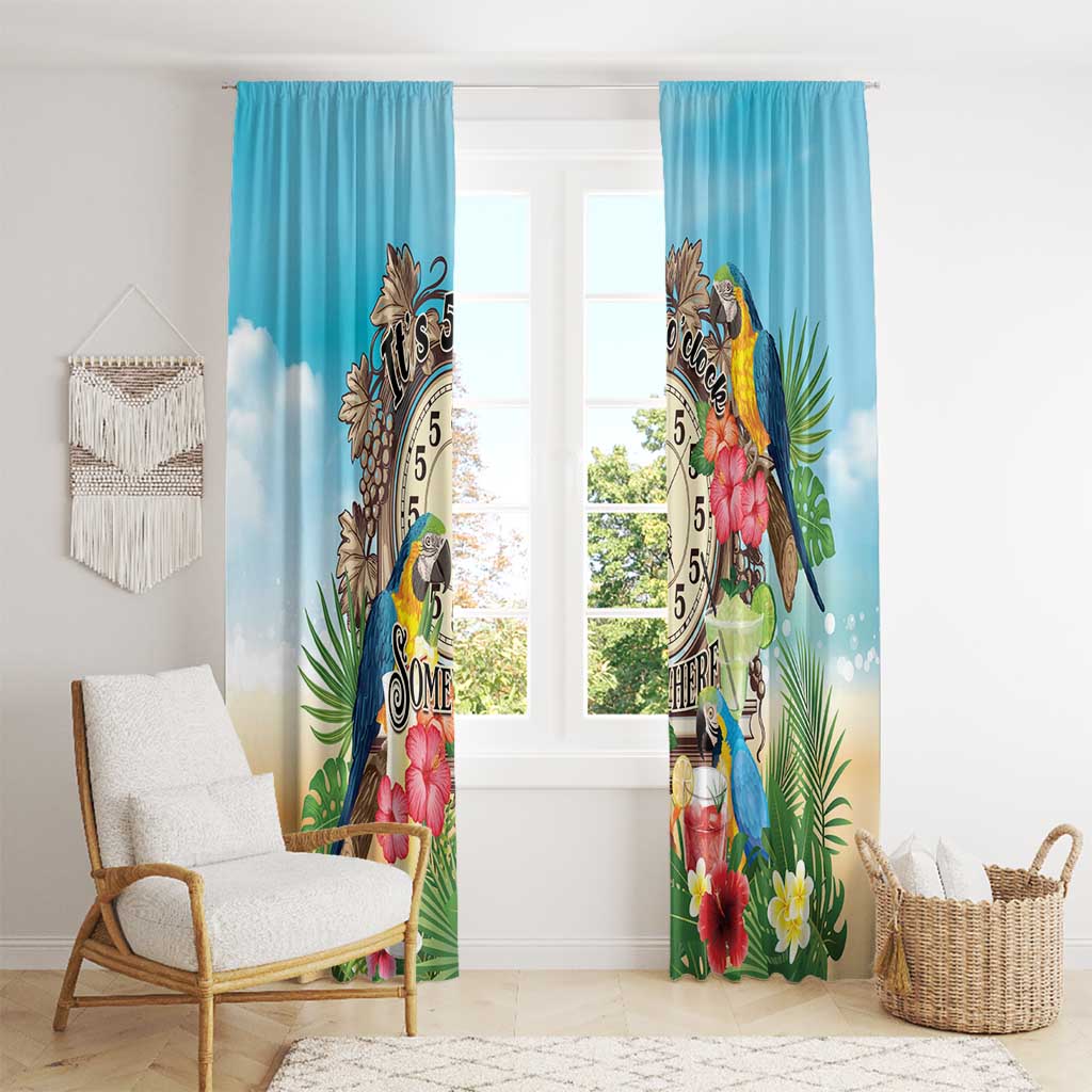 It's 5 o'clock Somewhere Window Curtain Hawaiian Tropical Parrots - Polynesian Pride