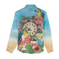 Personalized It's 5 o'clock Somewhere Women Casual Shirt Hawaiian Tropical Parrots - Polynesian Pride
