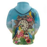 Personalized It's 5 o'clock Somewhere Zip Hoodie Hawaiian Tropical Parrots - Polynesian Pride