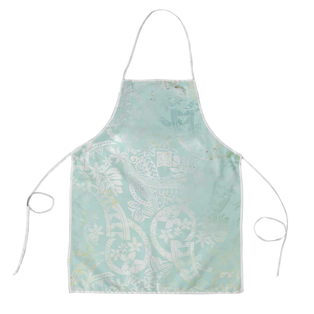 Polynesian Tiare Monstera Seafoam Green Apron Liquid Style - Polynesian Pride