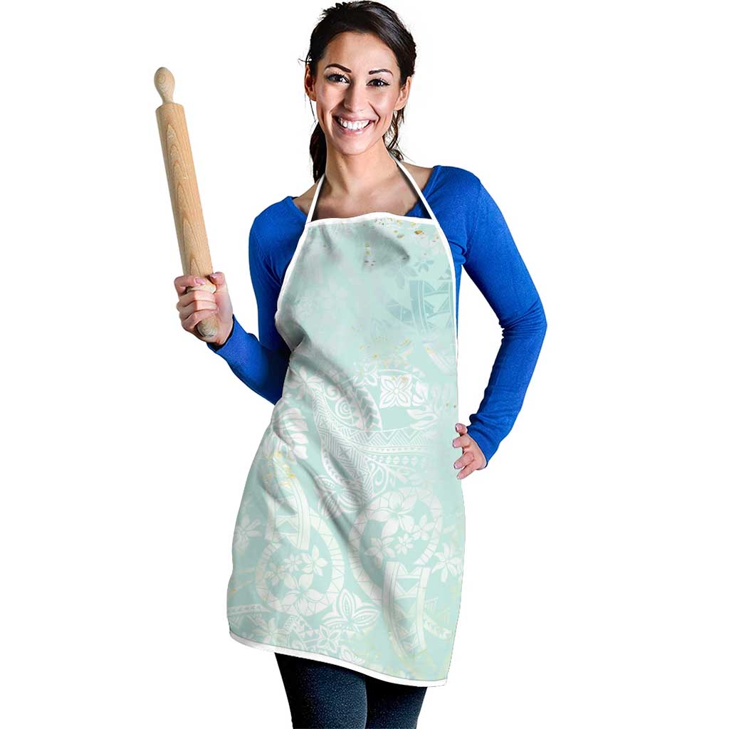 Polynesian Tiare Monstera Seafoam Green Apron Liquid Style - Polynesian Pride