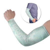 Polynesian Tiare Monstera Seafoam Green Arm Sleeves Liquid Style - Polynesian Pride