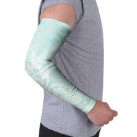Polynesian Tiare Monstera Seafoam Green Arm Sleeves Liquid Style - Polynesian Pride