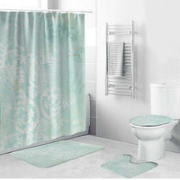 Polynesian Tiare Monstera Seafoam Green Bathroom Set Liquid Style - Polynesian Pride