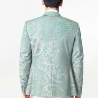 Polynesian Tiare Monstera Seafoam Green Blazer Liquid Style - Polynesian Pride