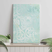Polynesian Tiare Monstera Seafoam Green Canvas Wall Art Liquid Style - Polynesian Pride