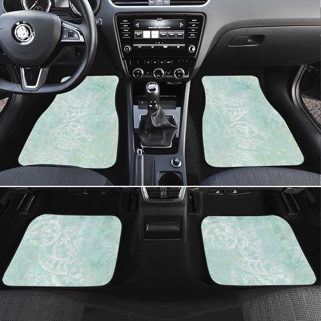 Polynesian Tiare Monstera Seafoam Green Car Mats Liquid Style LT01 Set 4pcs Green - Polynesian Pride
