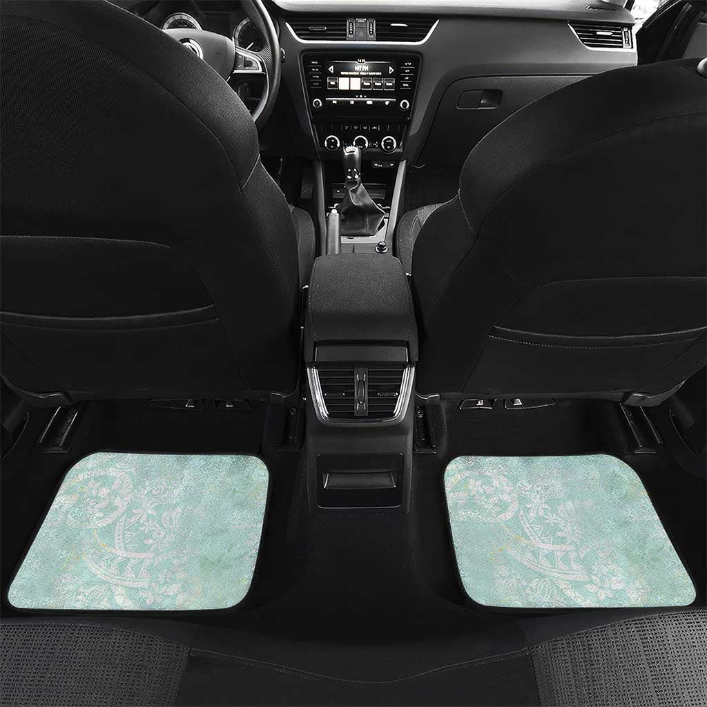 Polynesian Tiare Monstera Seafoam Green Car Mats Liquid Style - Polynesian Pride
