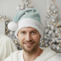 Polynesian Tiare Monstera Seafoam Green Christmas Santa Hat Liquid Style - Polynesian Pride