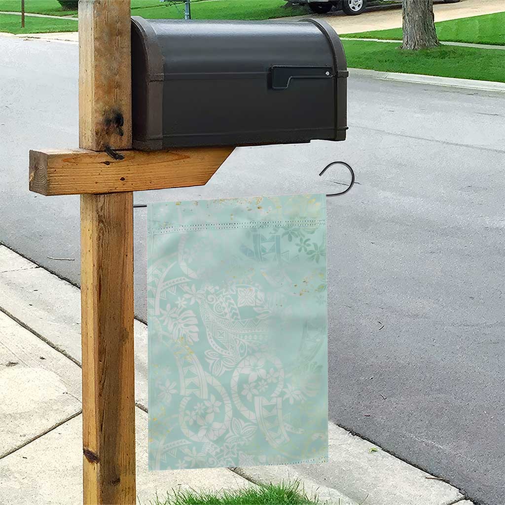 Polynesian Tiare Monstera Seafoam Green Garden Flag Liquid Style - Polynesian Pride