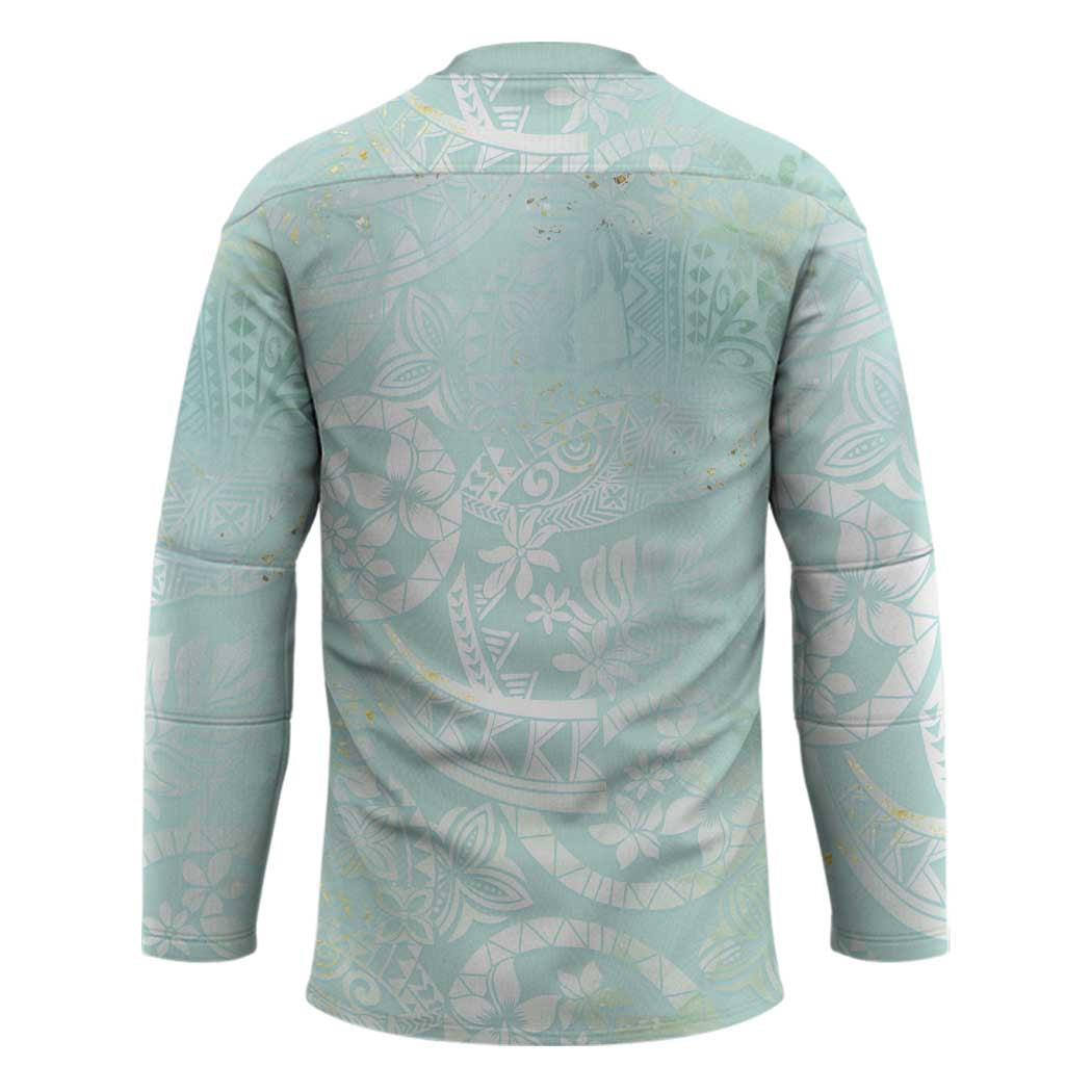Polynesian Tiare Monstera Seafoam Green Hockey Jersey Liquid Style - Polynesian Pride