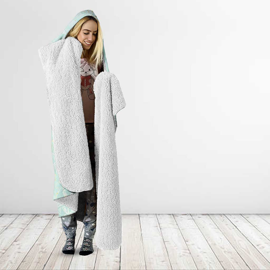 Polynesian Tiare Monstera Seafoam Green Hooded Blanket Liquid Style - Polynesian Pride