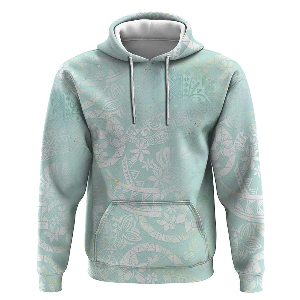 Polynesian Tiare Monstera Seafoam Green Hoodie Liquid Style - Polynesian Pride
