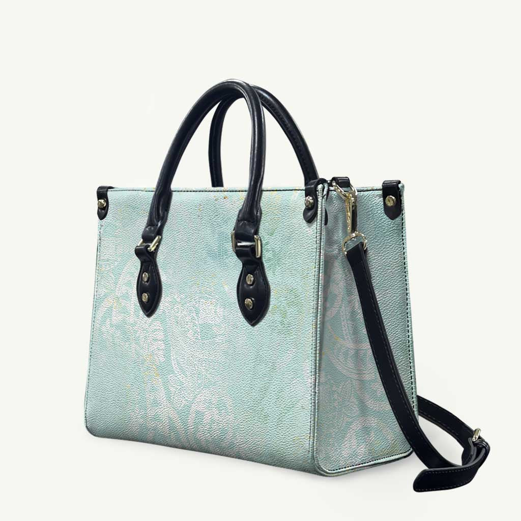 Polynesian Tiare Monstera Seafoam Green Leather Bag Liquid Style LT01 Green - Polynesian Pride