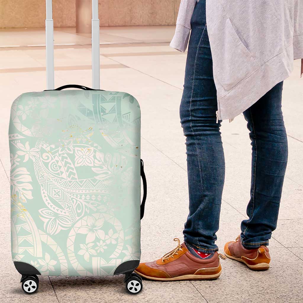 Polynesian Tiare Monstera Seafoam Green Luggage Cover Liquid Style LT01 Green - Polynesian Pride