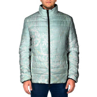 Polynesian Tiare Monstera Seafoam Green Padded Jacket Liquid Style - Polynesian Pride