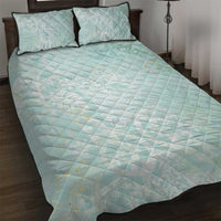 Polynesian Tiare Monstera Seafoam Green Quilt Bed Set Liquid Style - Polynesian Pride