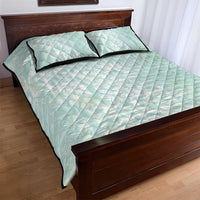 Polynesian Tiare Monstera Seafoam Green Quilt Bed Set Liquid Style - Polynesian Pride