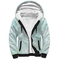 Polynesian Tiare Monstera Seafoam Green Sherpa Hoodie Liquid Style - Polynesian Pride