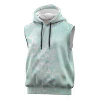 Polynesian Tiare Monstera Seafoam Green Sleeveless Hoodie Liquid Style - Polynesian Pride