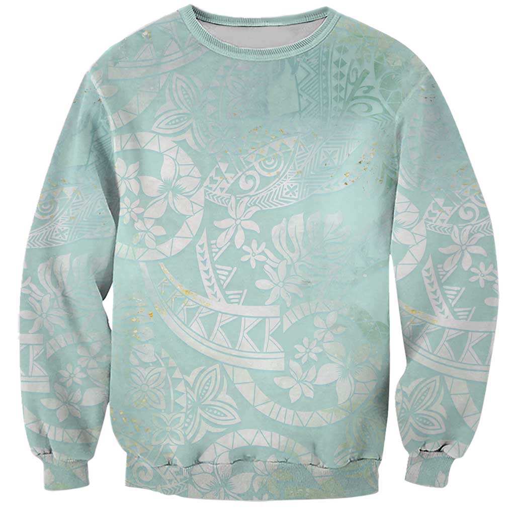 Polynesian Tiare Monstera Seafoam Green Sweatshirt Liquid Style - Polynesian Pride