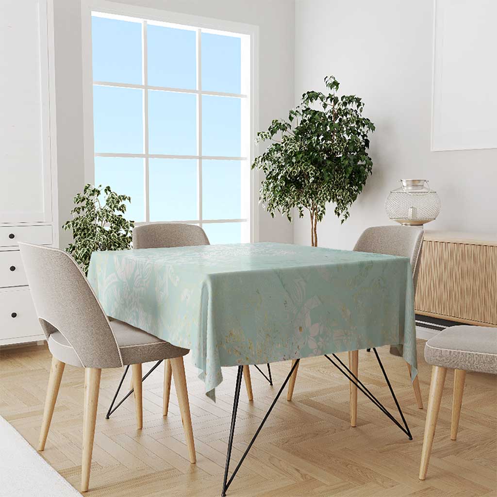 Polynesian Tiare Monstera Seafoam Green Tablecloth Liquid Style - Polynesian Pride