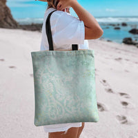 Polynesian Tiare Monstera Seafoam Green Tote Bag Liquid Style - Polynesian Pride