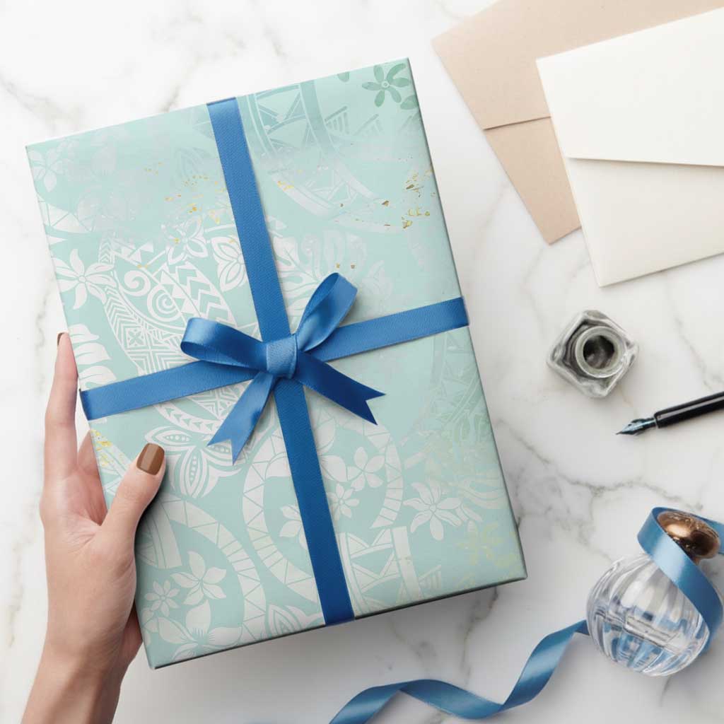 Polynesian Tiare Monstera Seafoam Green Wrapping Paper Liquid Style - Polynesian Pride