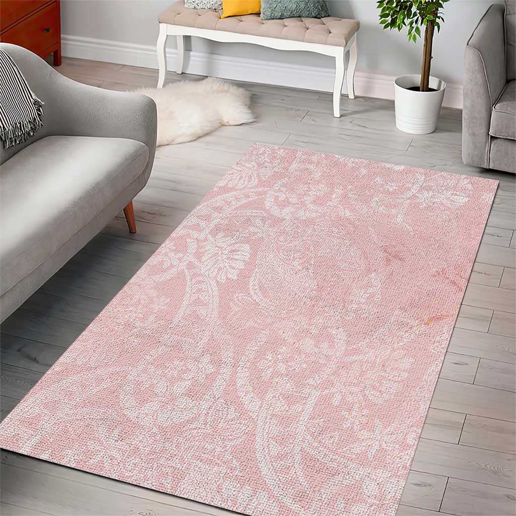 Polynesian Tiare Monstera Soft Pink Area Rug Liquid Style - Polynesian Pride