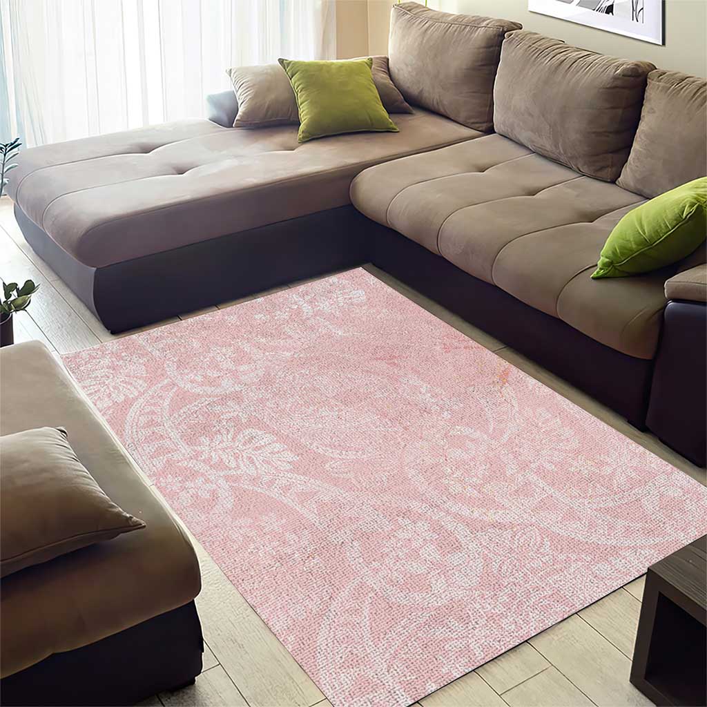 Polynesian Tiare Monstera Soft Pink Area Rug Liquid Style - Polynesian Pride