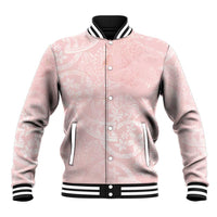 Polynesian Tiare Monstera Soft Pink Baseball Jacket Liquid Style - Polynesian Pride