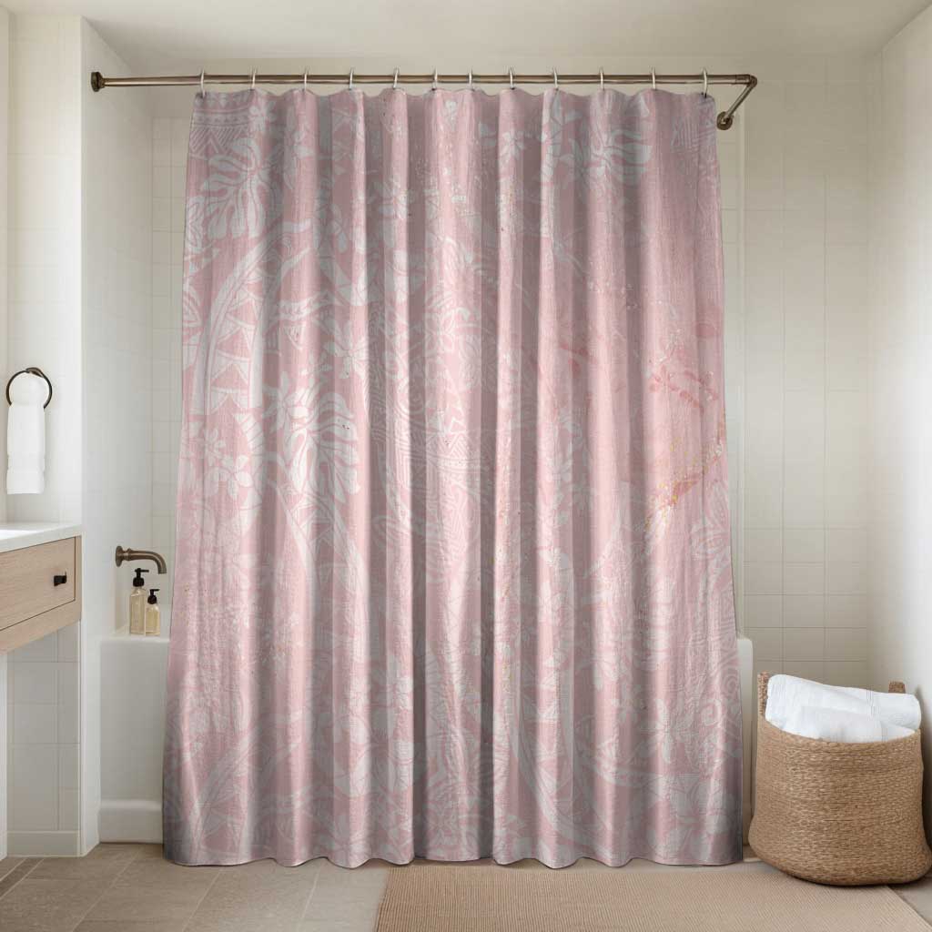 Polynesian Tiare Monstera Soft Pink Bathroom Set Liquid Style - Polynesian Pride