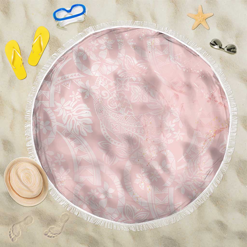 Polynesian Tiare Monstera Soft Pink Beach Blanket Liquid Style LT01 One Size 150cm Pink - Polynesian Pride