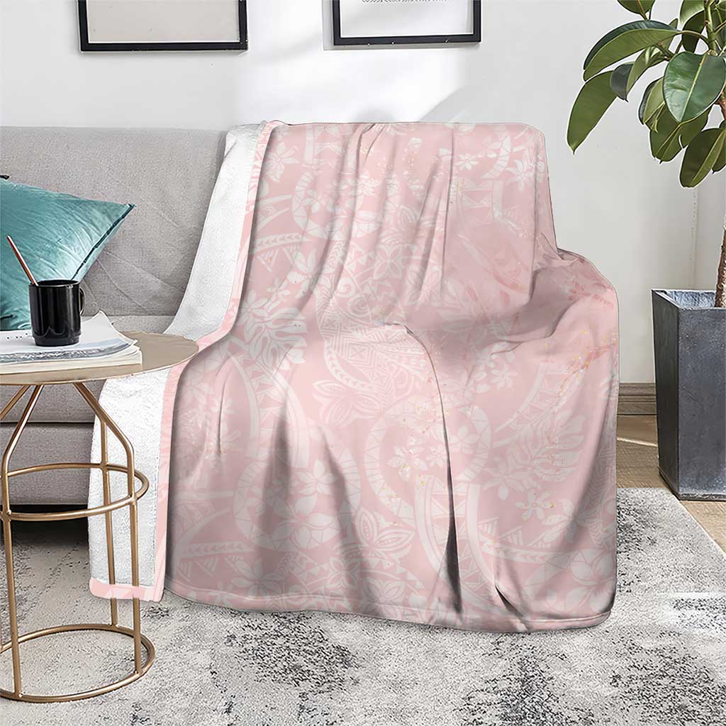 Polynesian Tiare Monstera Soft Pink Blanket Liquid Style - Polynesian Pride