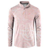 Polynesian Tiare Monstera Soft Pink Button Sweatshirt Liquid Style - Polynesian Pride