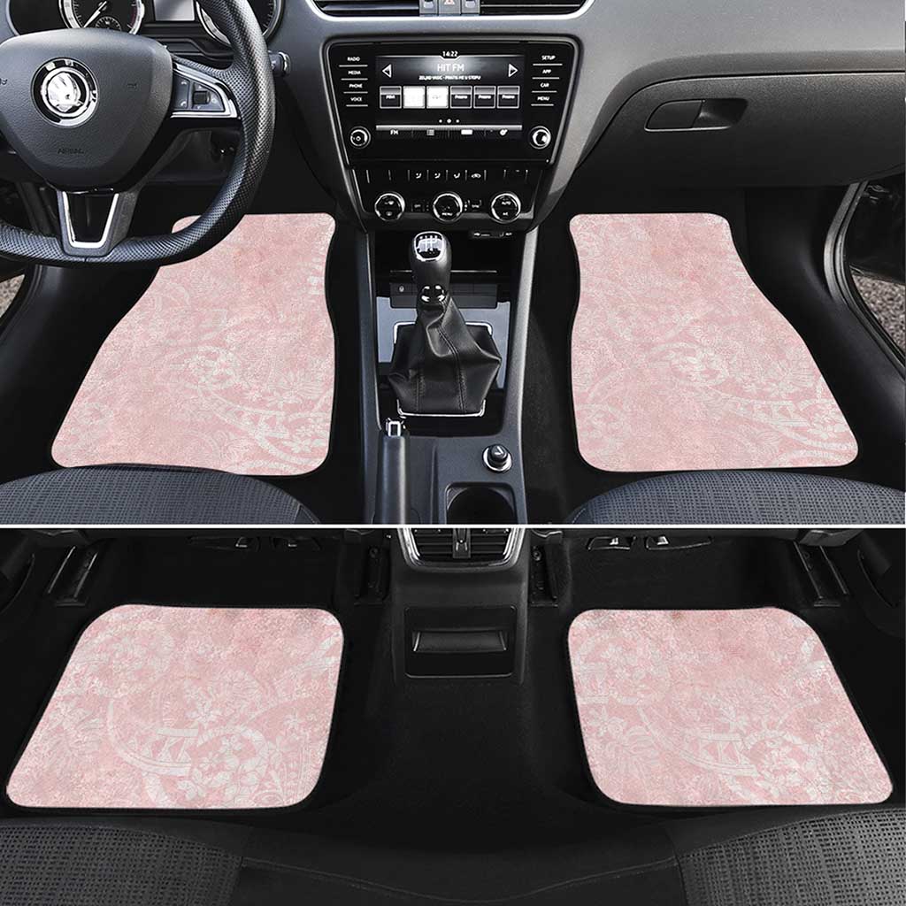Polynesian Tiare Monstera Soft Pink Car Mats Liquid Style LT01 Set 4pcs Pink - Polynesian Pride