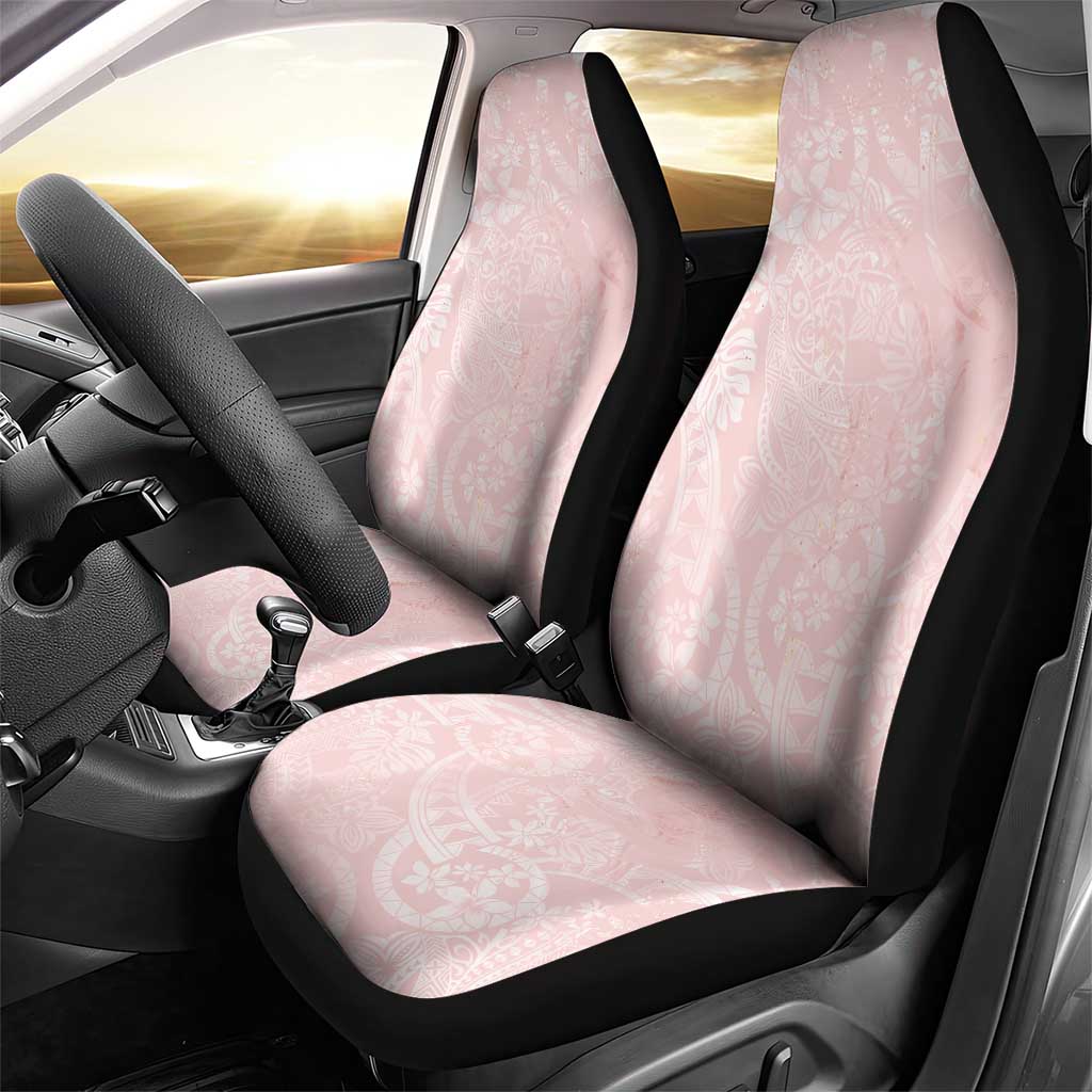 Polynesian Tiare Monstera Soft Pink Car Seat Cover Liquid Style - Polynesian Pride