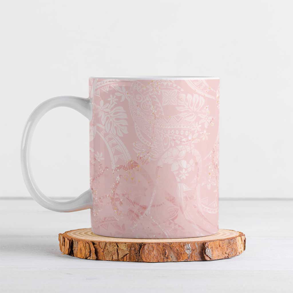 Polynesian Tiare Monstera Soft Pink Ceramic Mug Liquid Style LT01 Pink - Polynesian Pride