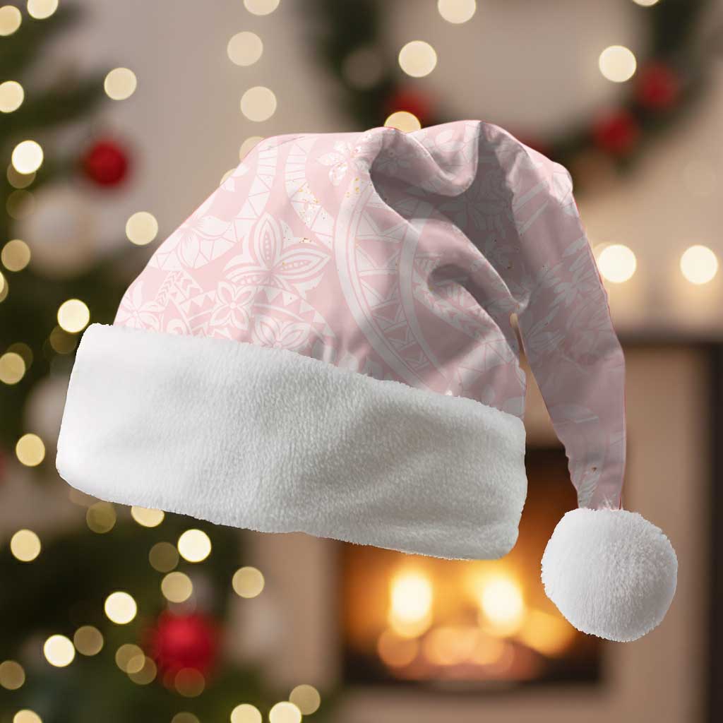 Polynesian Tiare Monstera Soft Pink Christmas Santa Hat Liquid Style - Polynesian Pride