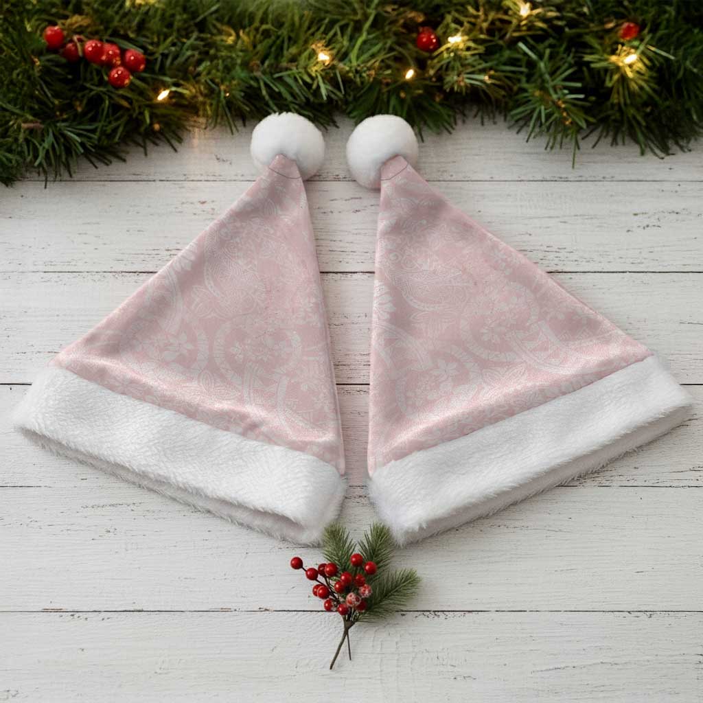 Polynesian Tiare Monstera Soft Pink Christmas Santa Hat Liquid Style - Polynesian Pride
