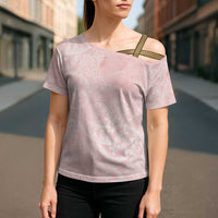 Polynesian Tiare Monstera Soft Pink Cross Shoulder Shirt Liquid Style - Polynesian Pride