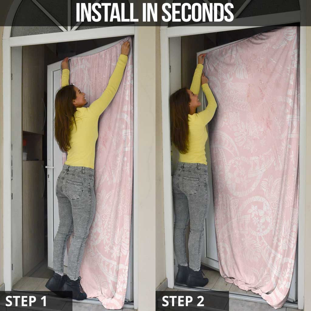 Polynesian Tiare Monstera Soft Pink Door Cover Liquid Style - Polynesian Pride
